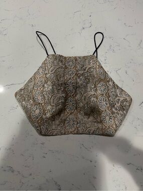 Beige Paisley Metallic Halter Camisole